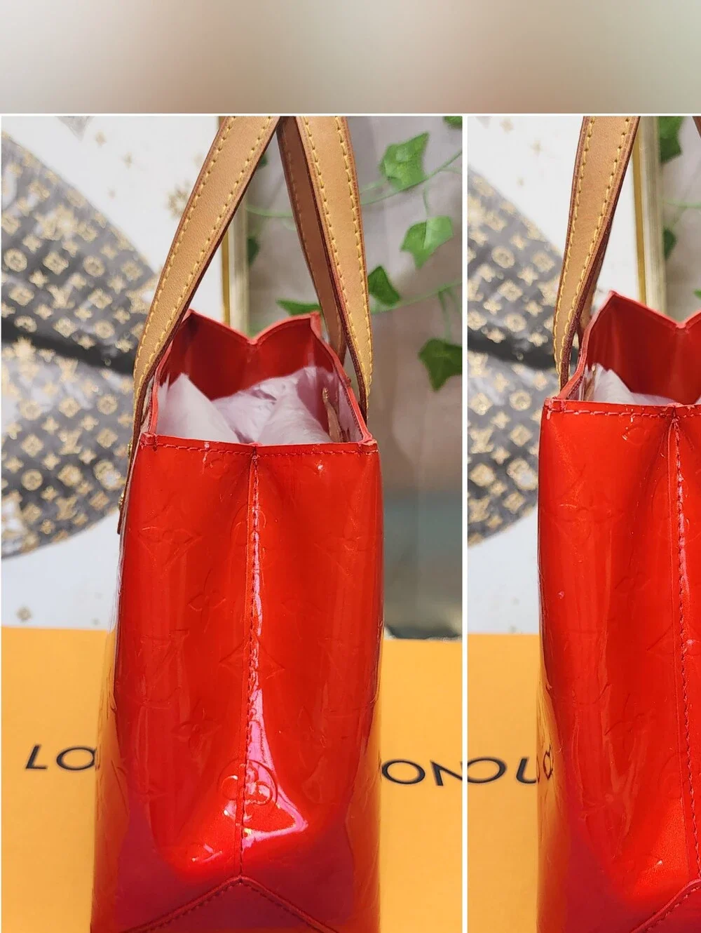 Authentic Louis Vuitton Vernis Reade PM Rouge W/ Box, Dust Bag & LV P.O.P